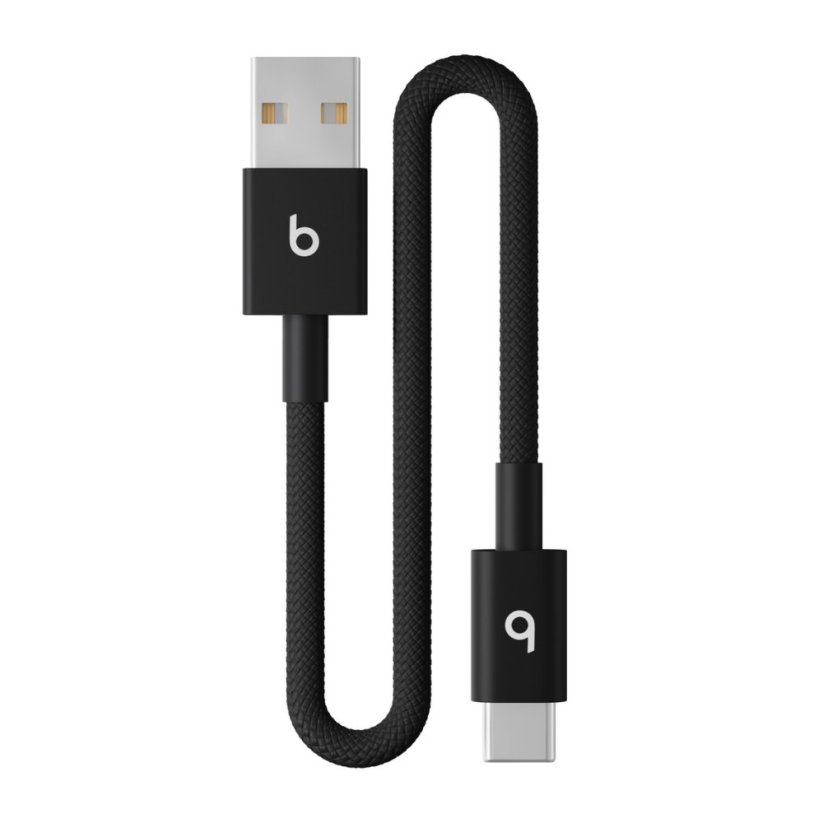 Krátký opletený kabel Beats USB‑A/USB‑C (20cm) – sytě černý