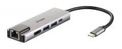 D-Link 5 v 1 adaptér z USB-C na HDMI, Gigabit Ethernet, s funkcí Power Delivery