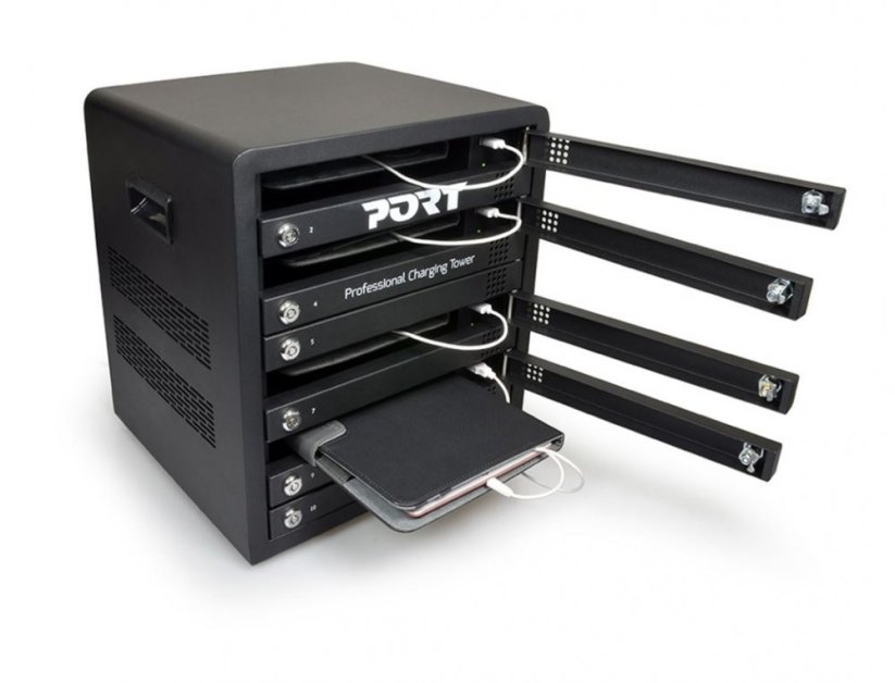PORT CONNECT CHARGING CABINET 10 UNITS individual door lock, černý