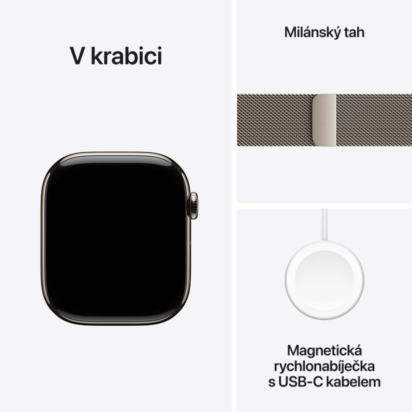 Apple Watch Series 10 42mm Cellular přírodní titan s přírodním milánským tahem