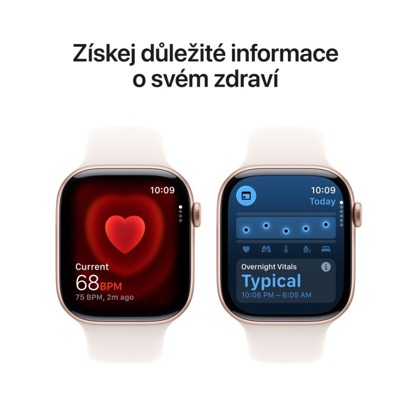 Apple Watch Series 11 42mm růžově zlatý hliník se světle ruměným sportovním řemínkem S/M