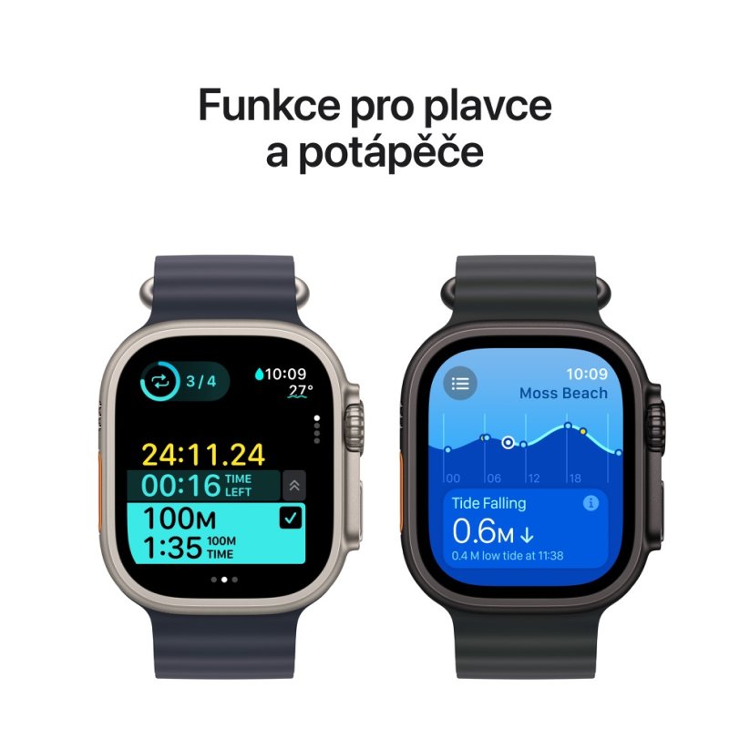 Apple Watch Ultra 2 49mm přírodní titan s žlutohnědým alpským tahem M