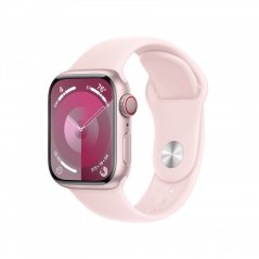 Apple Watch Series 9 Cellular 41mm Růžový hliník se světle růžovým sportovním řemínkem - M/L