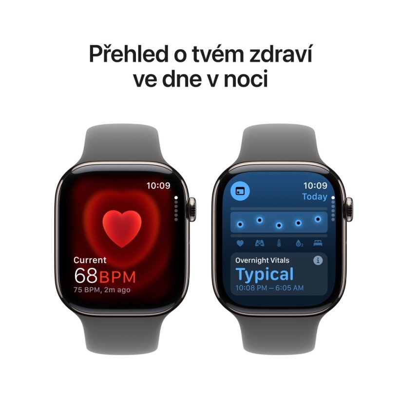 Apple Watch Series 10 42mm Cellular přírodní titan se skálově šedým sportovním řemínkem M/L