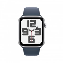 Apple Watch SE Cellular 44mm Stříbrný hliník s bouřkově modrým sportovním řemínkem - M/L