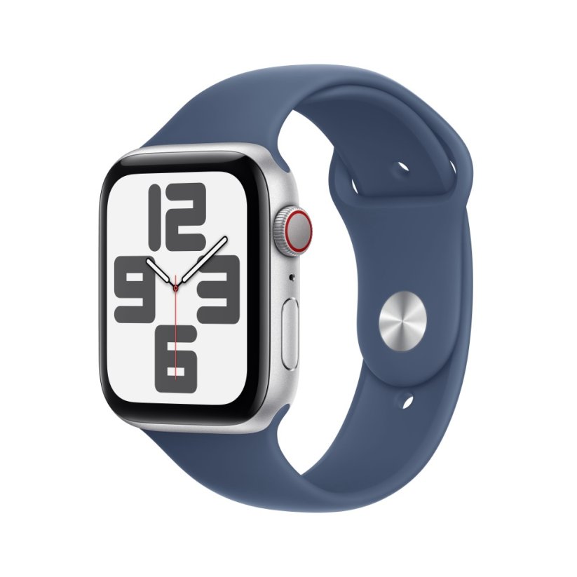 Apple Watch SE Cellular 40mm Stříbrný hliník s denimovým sportovním řemínkem - M/L