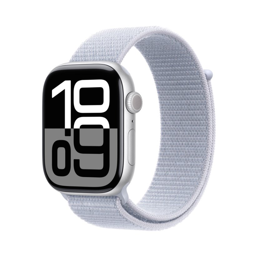 Apple Watch Series 10 42mm Cellular stříbrný hliník s oblačně modrým provlékacím řemínkem