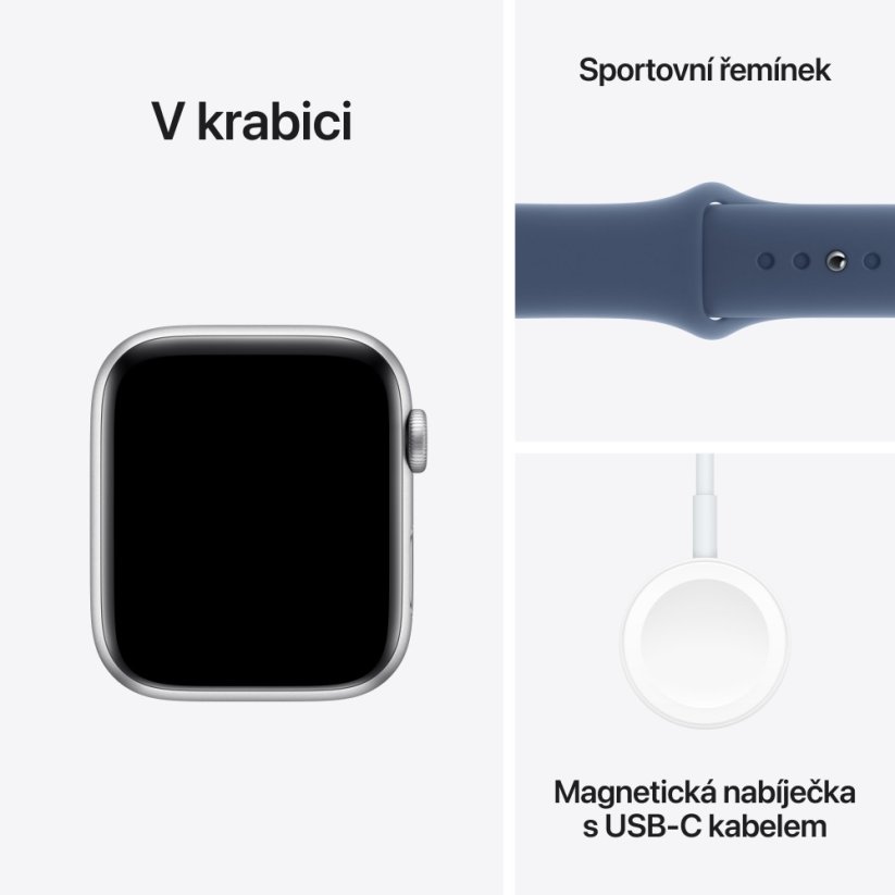 Apple Watch SE Cellular 40mm Stříbrný hliník s denimovým sportovním řemínkem - M/L