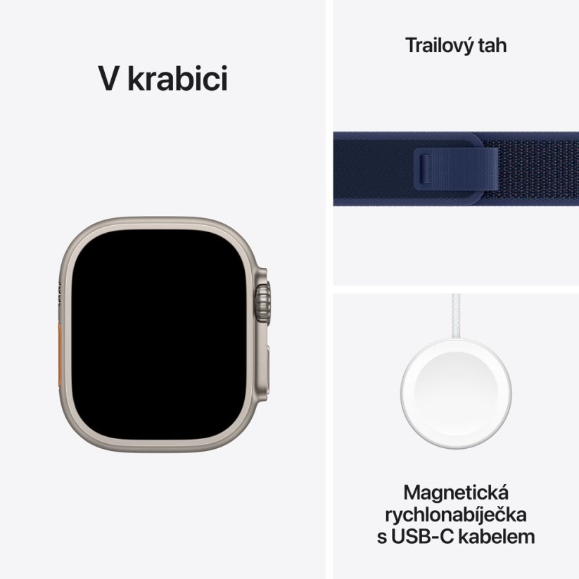 Apple Watch Ultra 2 49mm přírodní titan s modrým trailovým tahem M/L MX4L3CS/A