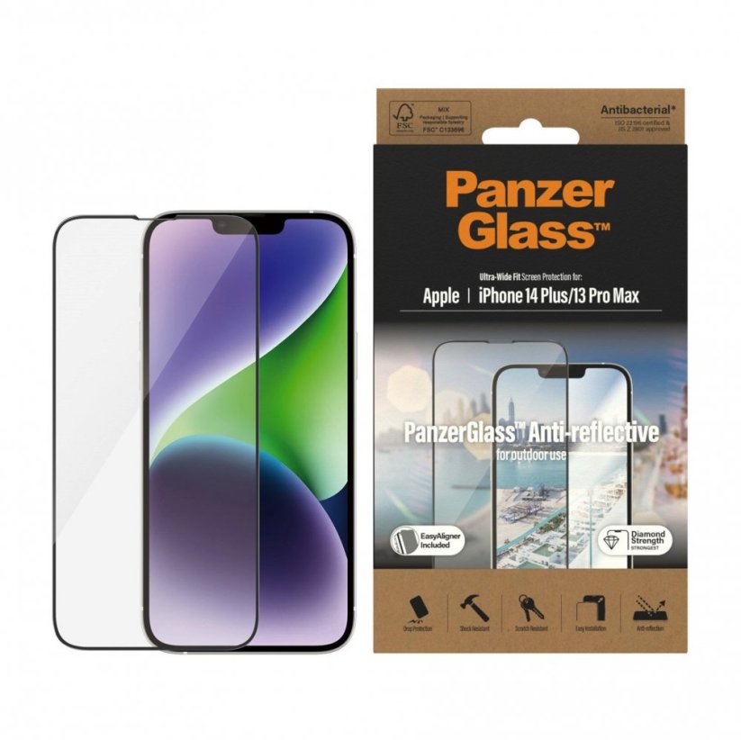 PanzerGlass - tvrzené sklo pro iPhone 14 Plus a 13 Pro Max s Anti-reflexní vrstvou