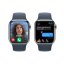 Apple Watch Series 9 Cellular 41mm Stříbrný nerez s bouřkově modrým sportovním řemínkem - M/L