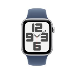 Apple Watch SE 40mm Stříbrný hliník s denimovým sportovním řemínkem - S/M