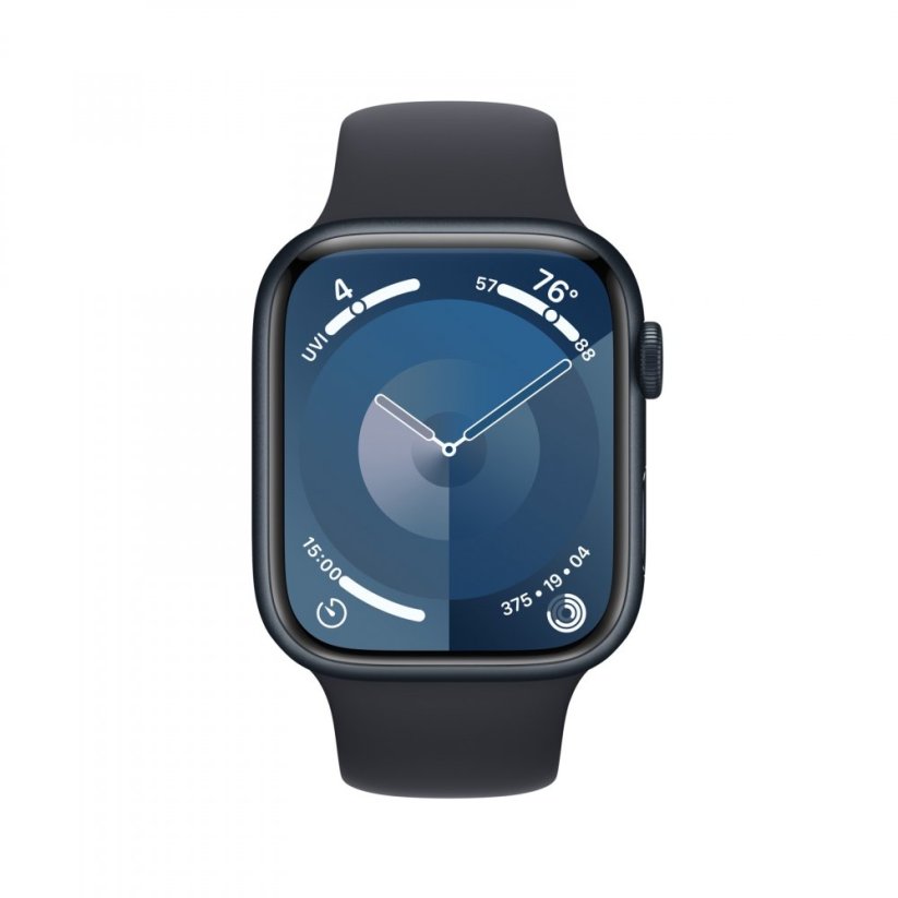 Apple Watch Series 9 Cellular 45mm Temně inkoustový hliník s temně inkoustovým sportovním řemínkem - M/L