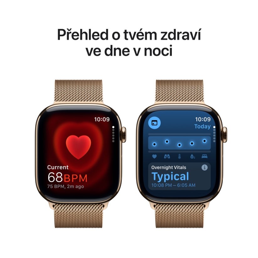 Apple Watch Series 10 46mm Cellular zlatý titan se zlatým milánským tahem M/L