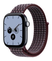 Apple 42mm provlékací sportovní řemínek - burgundsky červený kostkovaný