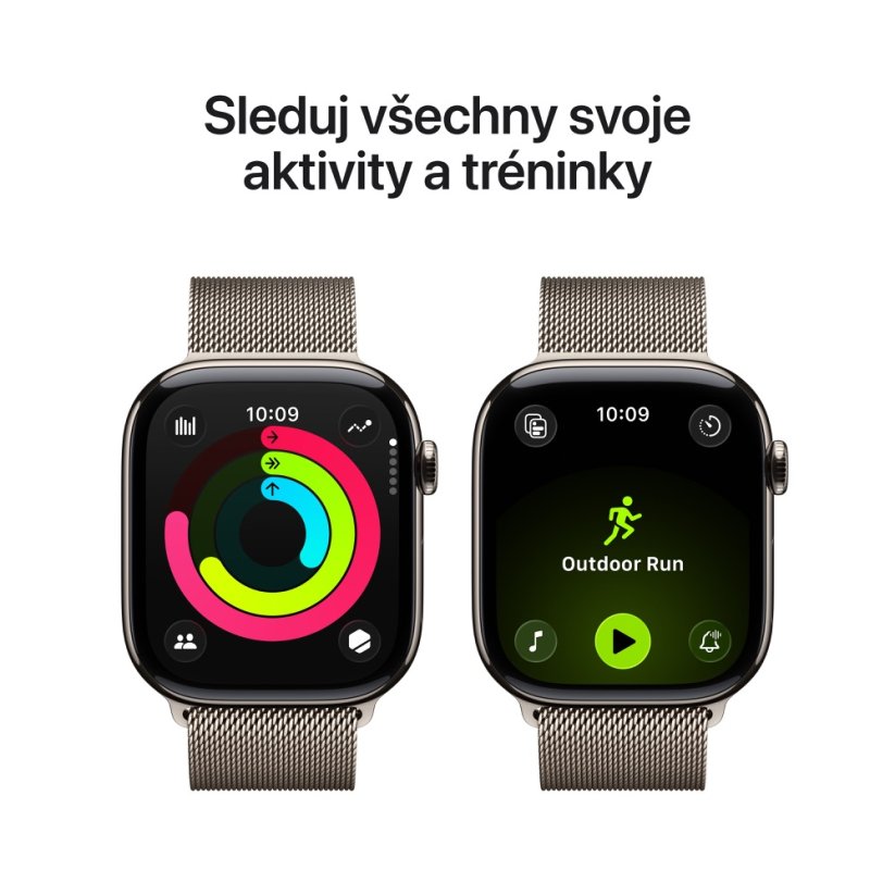 Apple Watch Series 11 Cellular 46mm přírodní titan s přírodním milánským tahem M/L