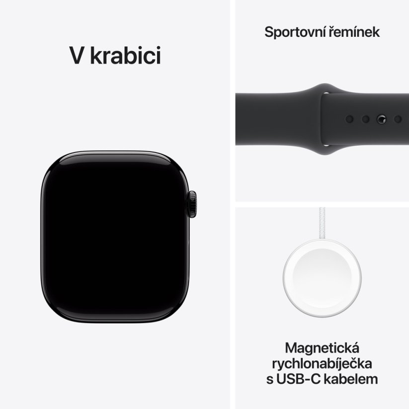 Apple Watch Series 10 42mm klavírně černý hliník s černým sportovním řemínkem M/L