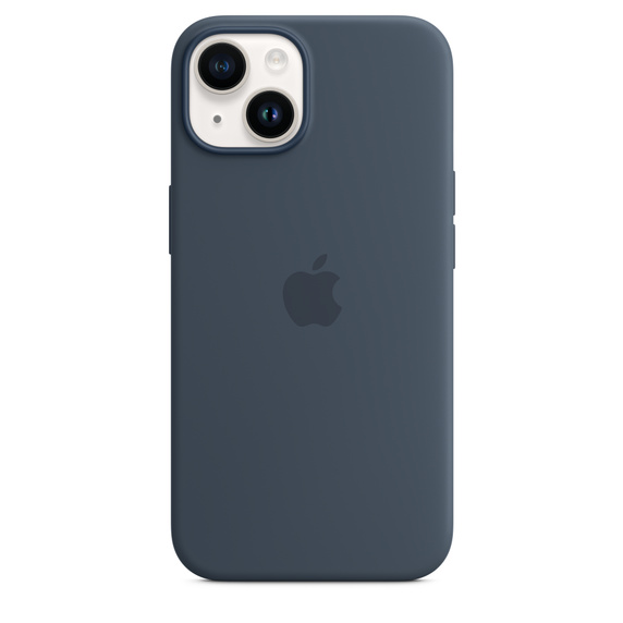 Bouřkově modrý silikonový kryt s MagSafe pro iPhone 14
