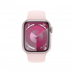 Apple Watch Series 9 41mm Růžový hliník se světle růžovým sportovním řemínkem - S/M