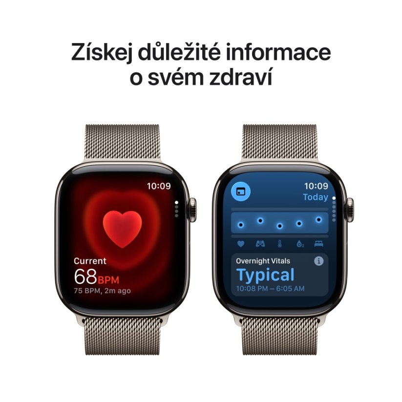 Apple Watch Series 11 Cellular 46mm přírodní titan s přírodním milánským tahem M/L