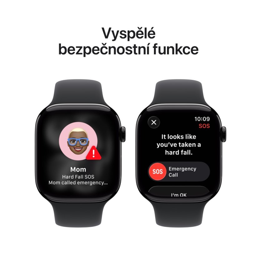Apple Watch Series 11 46mm černý hliník s černým sportovním řemínkem S/M