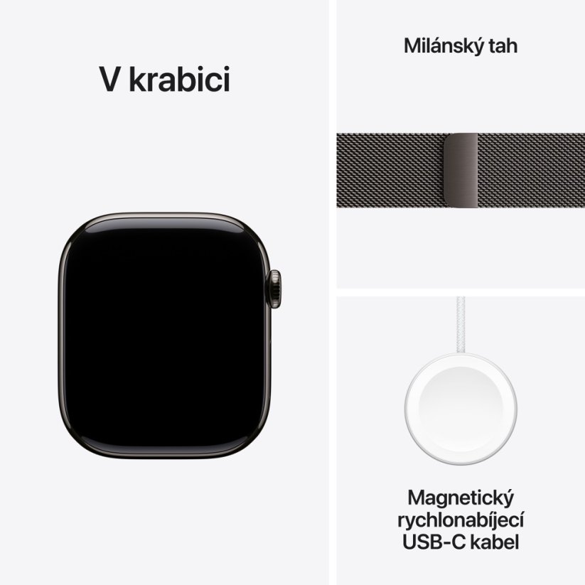 Apple Watch Series 11 Cellular 46mm šedý titan se šedým milánským tahem M/L