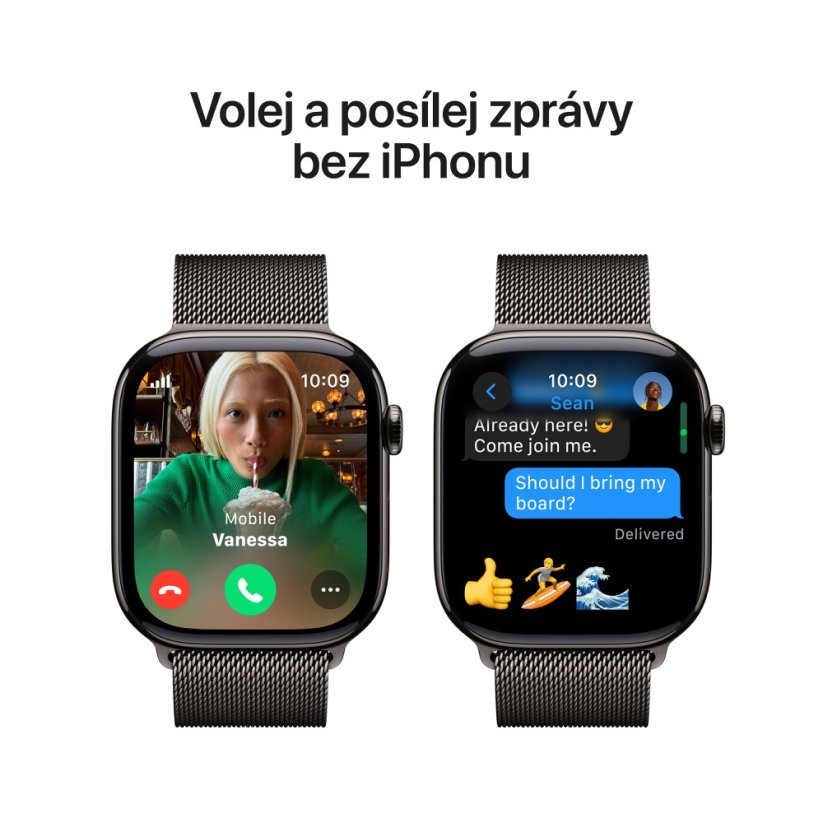 Apple Watch Series 10 46mm Cellular břidlicově šedý titan s břidlicově šedým milánským tahem M/L