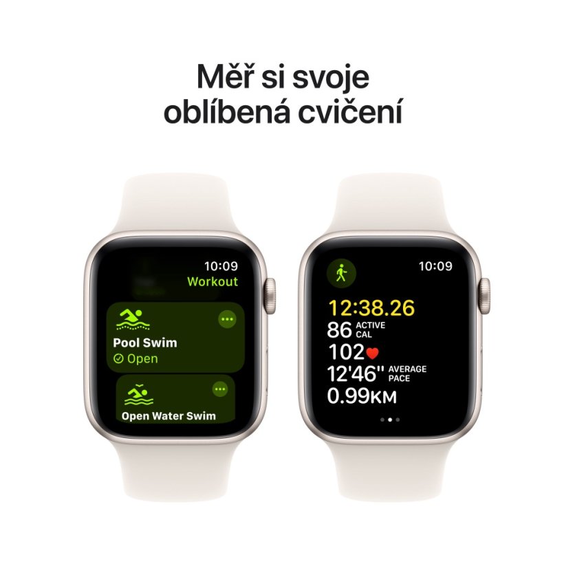 Apple Watch SE 44mm Hvězdně bílý hliník s hvězdně bílým sportovním řemínkem - M/L