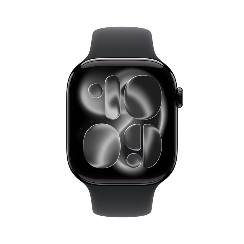 Apple Watch Series 11 46mm černý hliník s černým sportovním řemínkem S/M