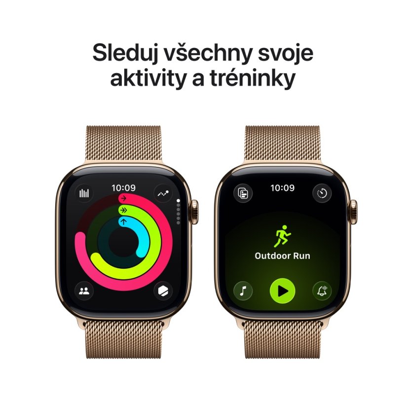 Apple Watch Series 11 Cellular 42mm zlatý titan se zlatým milánským tahem M/L