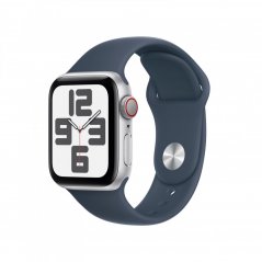 Apple Watch SE Cellular 40mm Stříbrný hliník s bouřkově modrým sportovním řemínkem - M/L