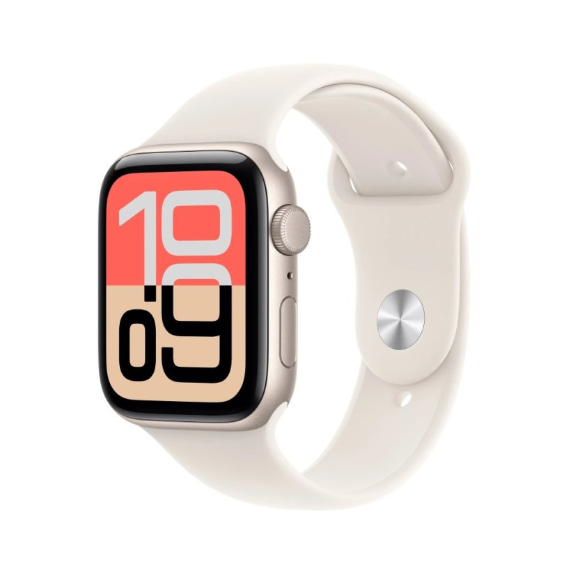 Apple Watch SE 3 44mm hvězdně bílý hliník s hvězdně bílým sportovním řemínkem S/M