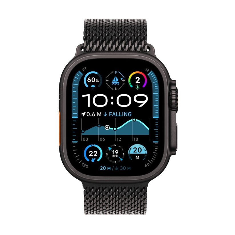 Apple Watch Ultra 2 49mm černý titan s černým titanovým milánským tahem M