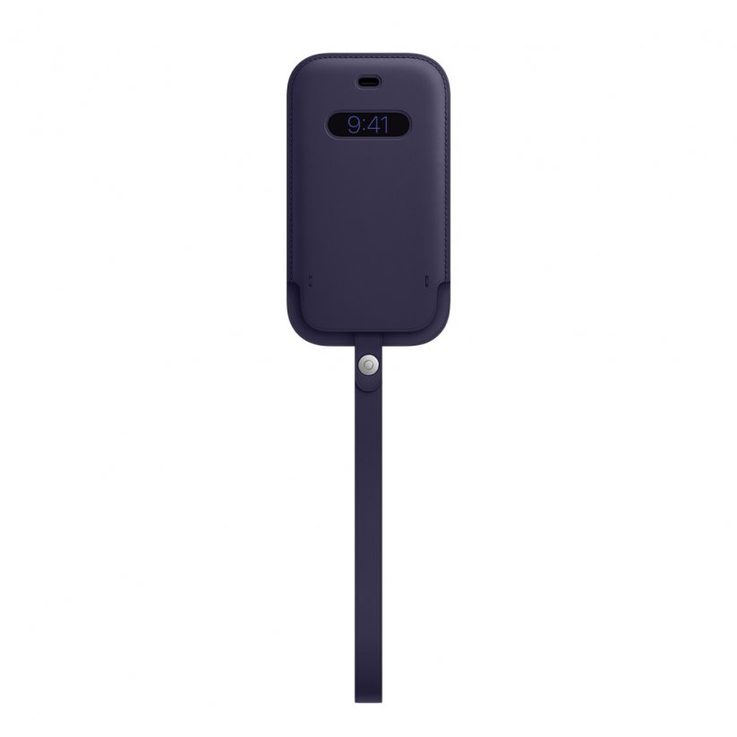 Temně fialový kožený návlek s MagSafe pro iPhone 12 mini