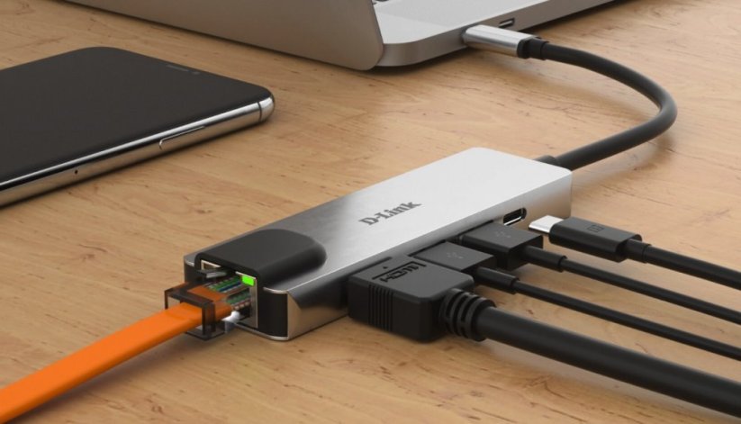 D-Link 5 v 1 adaptér z USB-C na HDMI, Gigabit Ethernet, s funkcí Power Delivery