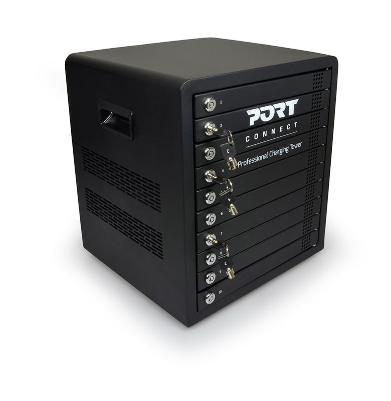 PORT CONNECT CHARGING CABINET 10 UNITS individual door lock, černý