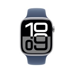 Apple Watch Series 10 42mm stříbrný hliník s denimovým sportovním řemínkem S/M