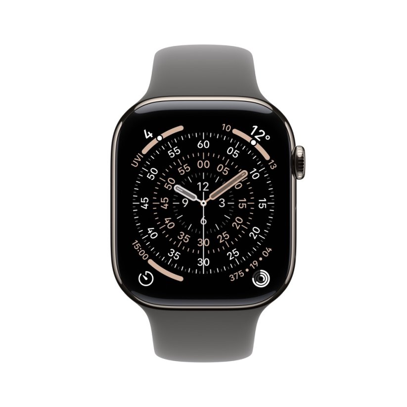 Apple Watch Series 11 Cellular 46mm přírodní titan se šedým sportovním řemínkem M/L