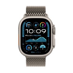 Apple Watch Ultra 2 49mm přírodní titan s přírodním titanovým milánským tahem S