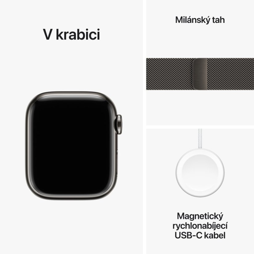 Apple Watch Series 9 Cellular 41mm Grafitově šedý nerez s grafitově šedým milánským tahem