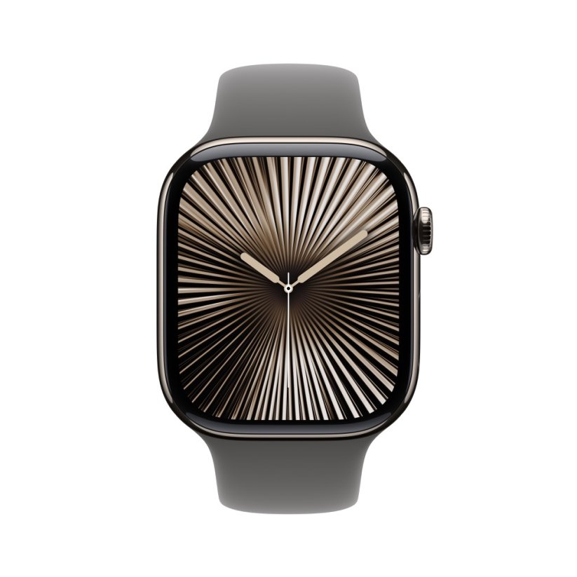 Apple Watch Series 10 42mm Cellular přírodní titan se skálově šedým sportovním řemínkem M/L