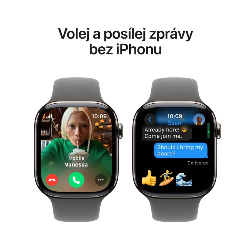 Apple Watch Series 10 42mm Cellular přírodní titan se skálově šedým sportovním řemínkem M/L