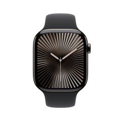 Apple Watch Series 10 42mm Cellular břidlicově šedý titan s černým sportovním řemínkem S/M