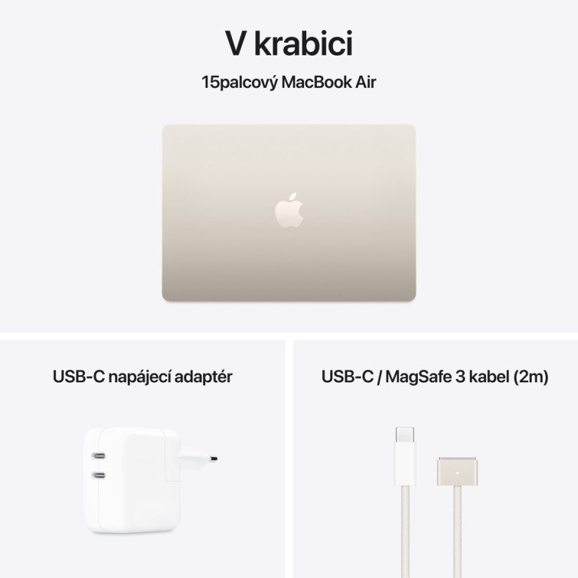 MacBook Air 15″ M4 10C CPU/10C GPU/16G/512 - Hvězdně bílý