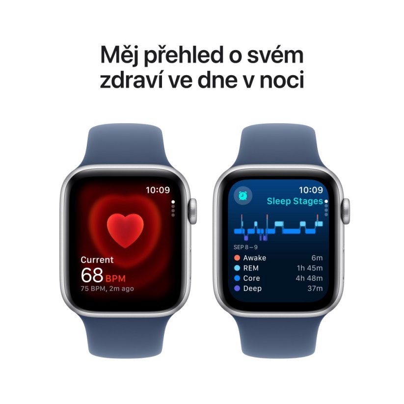 Apple Watch SE Cellular 40mm Stříbrný hliník s denimovým sportovním řemínkem - M/L