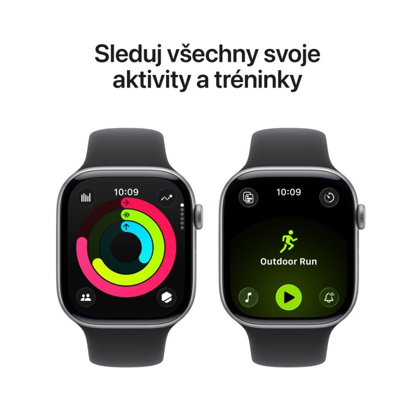 Apple Watch Series 11 42mm vesmírně šedý hliník s černým sportovním řemínkem M/L