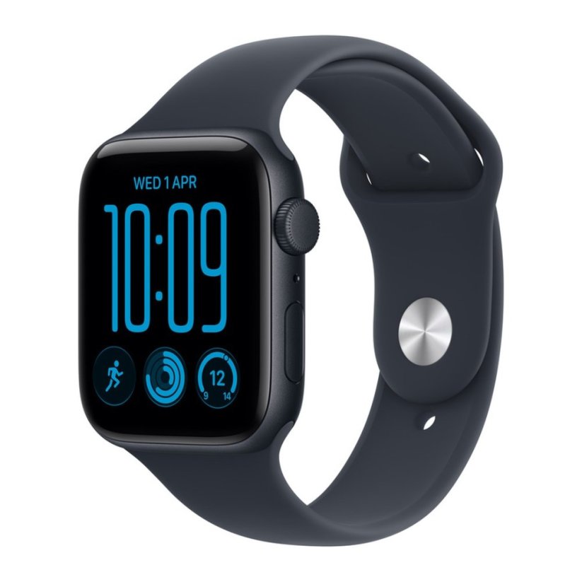 Apple Watch SE 3 GPS 44mm temně inkoustový hliník s námořnicky modrým sportovním řemínkem S/M