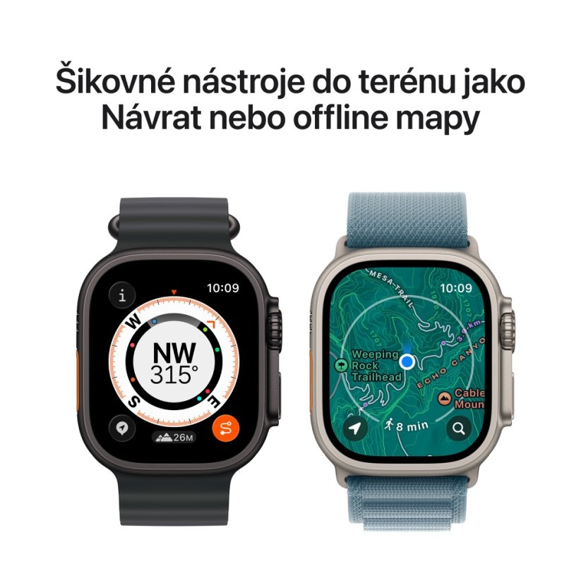 Apple Watch Ultra 3 49mm přírodní titan s světle modrým alpským tahem L