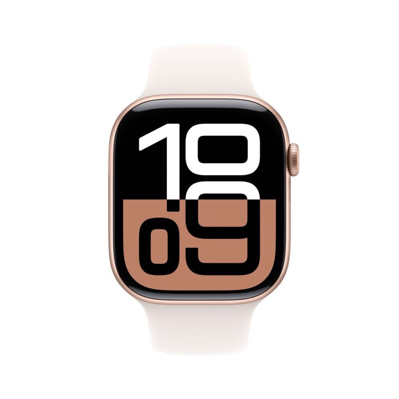 Apple Watch Series 10 46mm Cellular růžově zlatý hliník se světle ruměným sportovním řemínkem M/L
