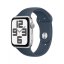 Apple Watch SE 44mm Stříbrný hliník s bouřkově modrým sportovním řemínkem - S/M